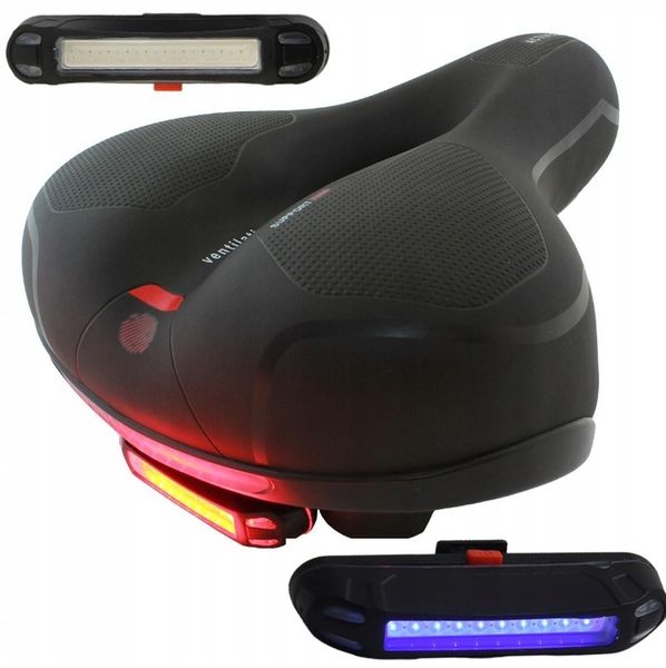 SIODEŁKO ROWEROWE ŻELOWE SZEROKIE MIĘKKIE WYGODNE Z LAMPKĄ ROWEROWĄ ROWER zdjęcie 1