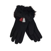 rękawiczki glam futro rek111cz czarne