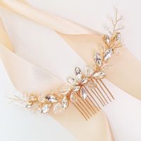 Grzebyk złoty do włosów z kryształkami cyrkoniami elegancki elastyczny