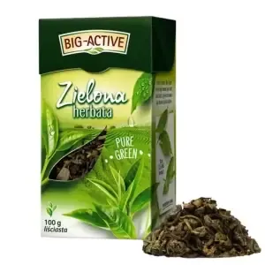 BIG-ACTIVE HERBATA ZIELONA 100G LIŚĆ PURE GREEN zdjęcie 1