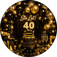 Opłatek na tort Urodziny 18 30 40 50 60 Okazjonalny Balony Szampan Drink