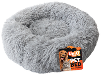 Legowisko dla psa szare S pluszowe okrągłe DONUT 50x50cm UNIQ PETS