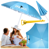 Parasol Plażowy i Ogrodowy Sandos z Filtracją UV i Stojakiem - Błękitny