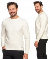Elegancki Sweter Męski Bawełniany z dekoracyjną teksturą Biały MORAJ XXL