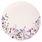 Talerz Obiadowy Duży Płytki Płaski na Obiad Porcelanowy Kwiaty 24 cm