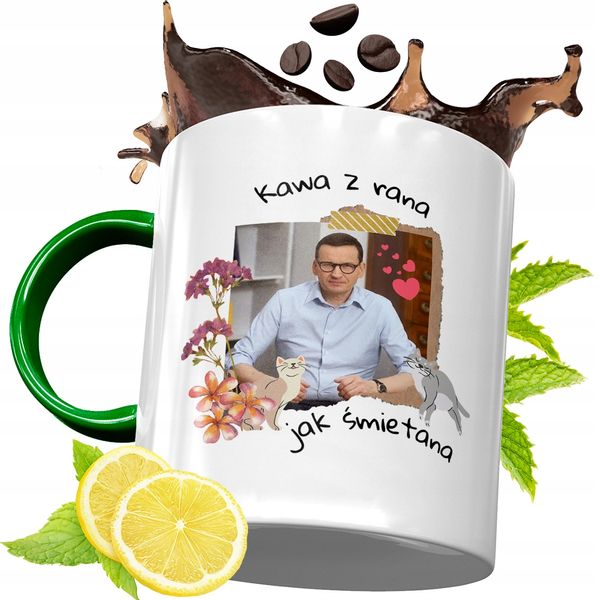 Kubek Zielony Mateusz Morawiecki Na Prezent Z Nadrukiem Ze Zdjęciem zdjęcie 1