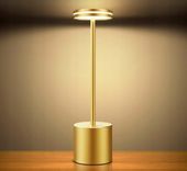 Lampa bezprzewodowa ściemniana stołowa LED złota akumulator 5000mAh USB-C