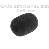 Gąbka owiewka mikrofonu 30x22 mm, śr. wew 8 mm - czarna