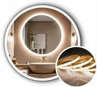 LUSTRO 115cm OKRĄGŁE LED PODŚWIETLANE + WODOODPORNE LEDY COB 480 diod/m