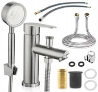 BATERIA NA WANNĘ WANNOWA STOJĄCA KRAN JEDNOOTWOROWA Z WĘŻEM PRYSZNIC STAL