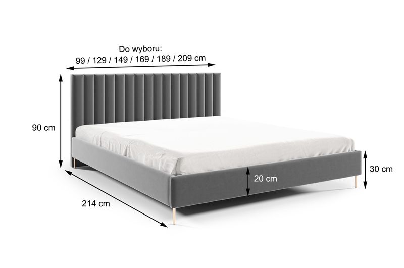 Granatowe łóżko tapicerowane LILY / R81 140x200 cm zdjęcie 3
