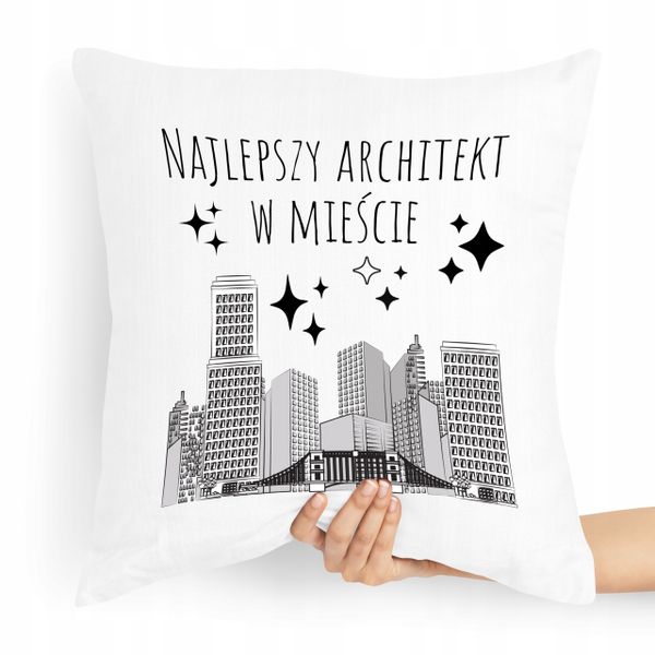 Poduszka Prezent Najlepszego Architekta W Mieście Z Nadrukiem Ze Zdjęciem zdjęcie 1