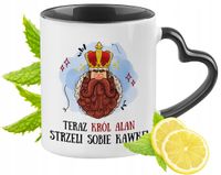 Dla Alana Kubek Czarny Z Uszkiem W Kształcie Serca Na Prezent Z Nadrukiem