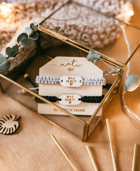 Zestaw bransoletek dla pary grawer imię data PREZENT Natu zdjęcie 4