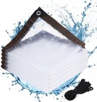PLANDEKA PRZEZROCZYSTA OGRODOWA TARASOWA WODOODPORNA OCZKA TARP FOLIA 3x5M