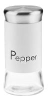 Przyprawnik pojemnik szklany pieprz GRENO 150 ml stal napis PEPPER biały