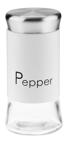 Przyprawnik pojemnik szklany pieprz GRENO 150 ml stal napis PEPPER biały zdjęcie 1