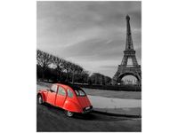 40X50CM CZERWONE AUTO WIEŻY EIFFLA OBRAZ