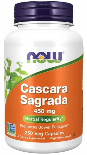 NOW Foods Cascara Sagrada Szakłak Jelita Zaparcia Wątroba 450mg 250 vcaps na Arena.pl
