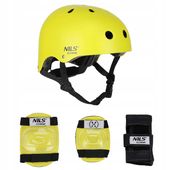 ZESTAW KASK + OCHRANIACZE ŻÓŁTY NILS EXTREME
