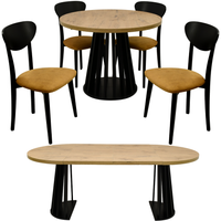 Stół okrągły 90 cm rozkładany do 190 LAMELE z 4 krzesłami ZESTAW do salonu