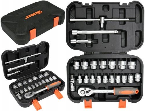 ZESTAW NARZĘDZIOWY KLUCZE NASADOWE 3/8'''' 22 SZTUKI GRZECHOTKA NASADKI na Arena.pl