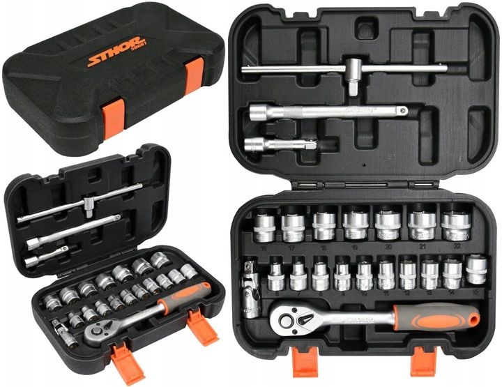 ZESTAW NARZĘDZIOWY KLUCZE NASADOWE 3/8'''' 22 SZTUKI GRZECHOTKA NASADKI zdjęcie 7