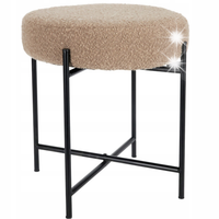 TABORET Z OBCIEM BOUCLE Ø 36 CM METALOWA PODSTAWA WYSOKOŚĆ 40 CM