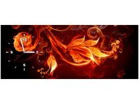 100X40CM ZEGAR PŁOMIENNE KWIATY OBRAZ