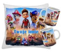 ZESTAW DLA DZIECKA PSI PATROL KUBEK + PODUSZKA + IMIĘ PREZENT