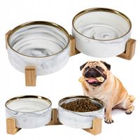 MISKA MISKI DLA PSA KOTA PODWÓJNA CERAMICZNA 2 x 400ml NA STOJAKU GLAMOUR
