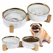 MISKA MISKI DLA PSA KOTA PODWÓJNA CERAMICZNA 2 x 400ml NA STOJAKU GLAMOUR