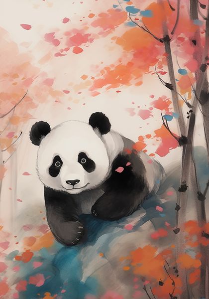 Plakat 70x100cm Panda wśród Klonów zdjęcie 1