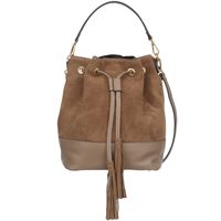 VERA PELLE torebka damska zamszowa kuferek z paskiem V490 taupe