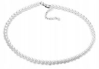 Szklane Perły Białe Naszyjnik Czeskie Perełki Małe Perłowy Choker Krótki