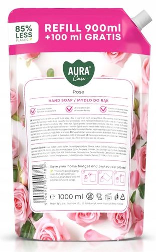 aura care mydło do rąk nawilżające róża 1000 ml uzupełniające ahs-002-001 na Arena.pl