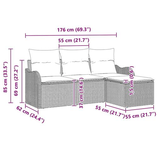 Zestaw Sof na Ogród z poduszką 4 pcs Beżowy Polirattan na Arena.pl