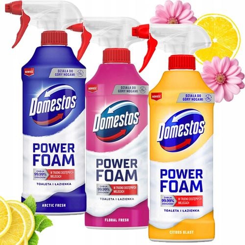 zestaw 3 x domestos power foam piana do mycia toalety i łazienki 435ml na Arena.pl