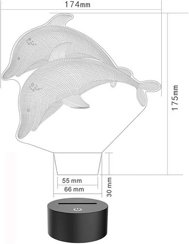 Lampka Nocna w Kształcie Delfina 3D LED Z Pilotem na Arena.pl