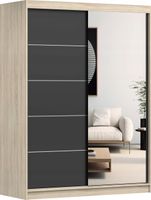 Szafa przesuwna VISTA 05 150x61 SONOMA/CZARNY+LUSTRO półki PRODUCENT