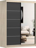 Szafa przesuwna VISTA 05 150x61 SONOMA/CZARNY+LUSTRO półki PRODUCENT