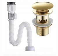 ZESTAW: SYFON UMYWALKOWY DO UMYWALKI + KOREK KLIK-KLAK Z PRZELEWEM ZŁOTY