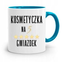 Kubek Błękitny Dla Kosmetyczki Na Pięć Gwiazdek Z Nadrukiem Ze Zdjęciem