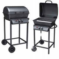 GRILL GAZOWY OGRODOWY 5,5KW DWUPALNIKOWY Z POKRYWĄ CZARNY LUND