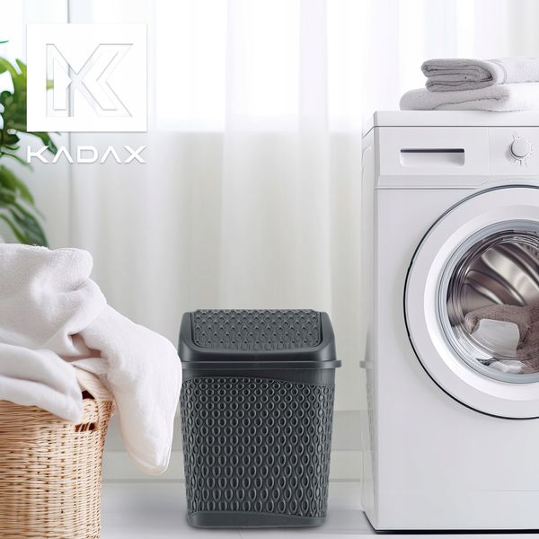 KADAX Kosz Na Śmieci Łazienkowy Szary 6,2L Uchylny Pojemnik zdjęcie 2