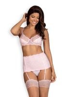 komplet bielizny obsessive girlly dla dużego biustu róż biały l xl