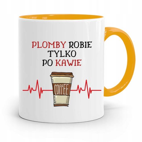 Kubek Żółty Prezent Dentysty Plomby Tylko Po Kawie Z Nadrukiem Ze Zdjęciem na Arena.pl