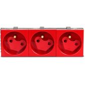 POTRÓJNE GNIAZDO ELEKTRYCZNE 3M 16A UZIEMIENIE CZERWONE