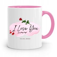 Kubek Różowy Na Walentynki I Love You Z Nadrukiem Ze Zdjęciem