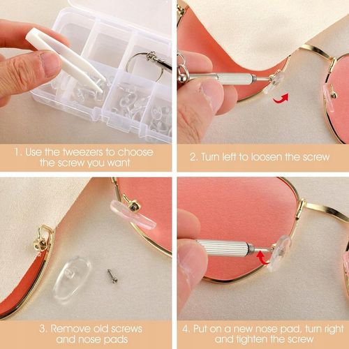 ZESTAW DO NAPRAWY OKULARÓW ŚRUBKI NOSKI SILIKONOWE 35 par nosków na Arena.pl